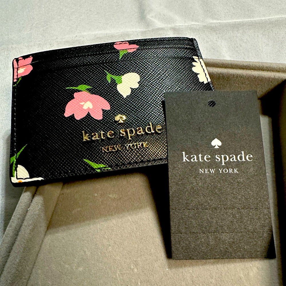 Kate Spade Black Floral Card Holder